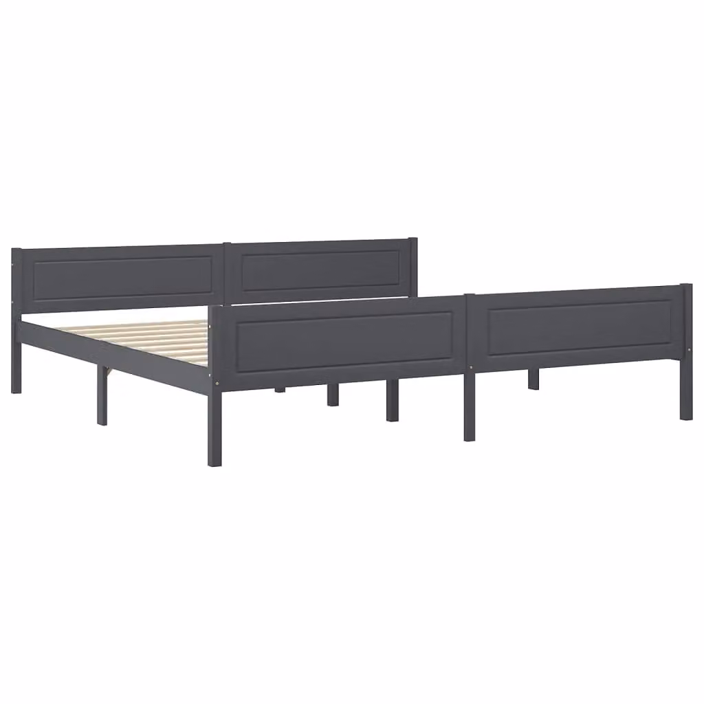 Berkfield Home Modern Solid Pinewood Bed Frame, Grey, W/D/H: 200 x 200 cm – 2