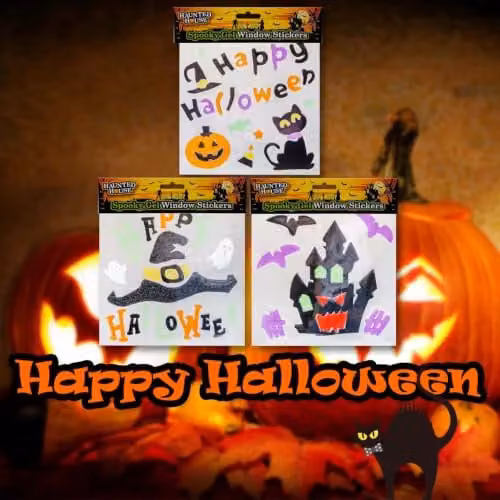VFM e-Store Halloween Gel Window Stickers, Multicolour, 3 Pack – 5