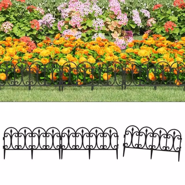 Berkfield Home Black Plastic Lawn Edging, 17 Pieces, 10 m – 1
