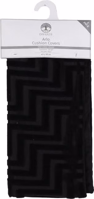 Divante Arlo Black Velvet Square Cushion Covers, Pack of 2