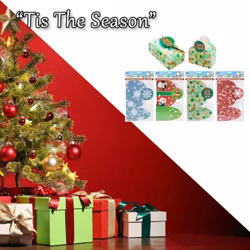 VFM e-Store Christmas Gift Boxes with 4 Festive Designs, Multicolour, W/D/H: 18 x 7 x 11 cm – 4