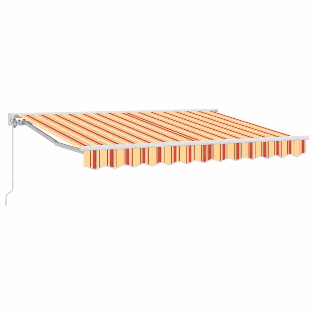 Berkfield Home Manual Retractable Awning in Yellow, Orange and White, W: 350 cm, D: 200 cm – 2