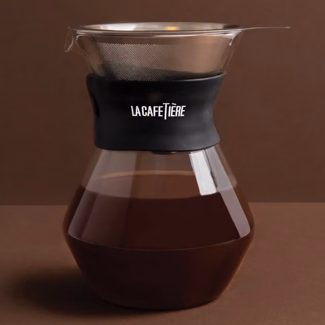 La Cafetire Glass Coffee Dripper and Carafe, Black