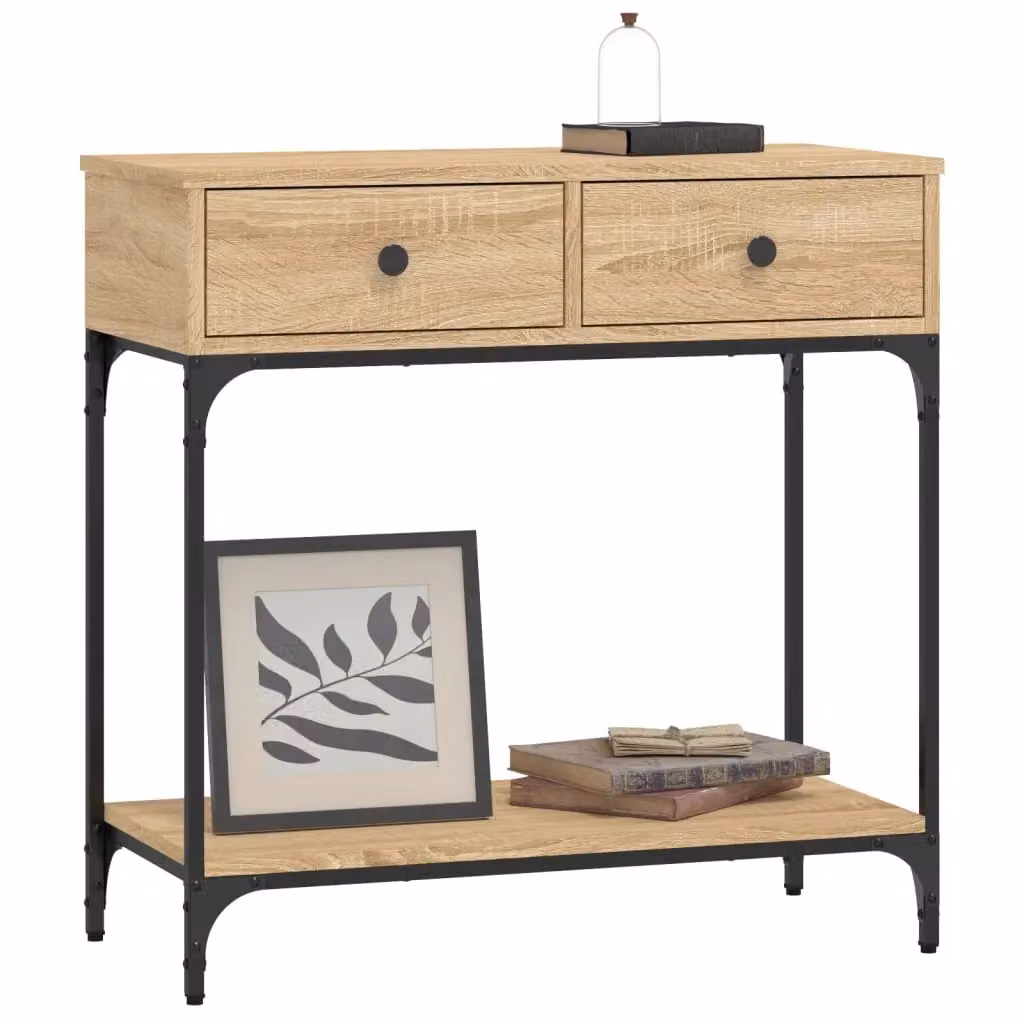 Berkfield Home Sonoma Oak Console Table in Brown, W/D/H: 75 x 34.5 x 75 cm – 3