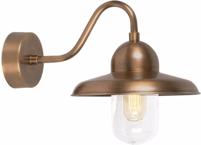Netlighting Somerton Outdoor Fisherman Dome Wall Light in Brass and Yellow with E27 Socket, IP44 Rated – 1