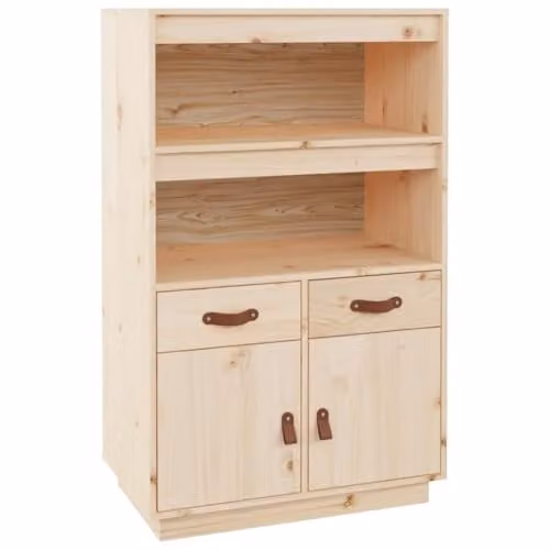 vidaXL Highboard in Natural Brown Solid Pine Wood, W: 67 cm, D: 40 cm, H: 108.5 cm – 1