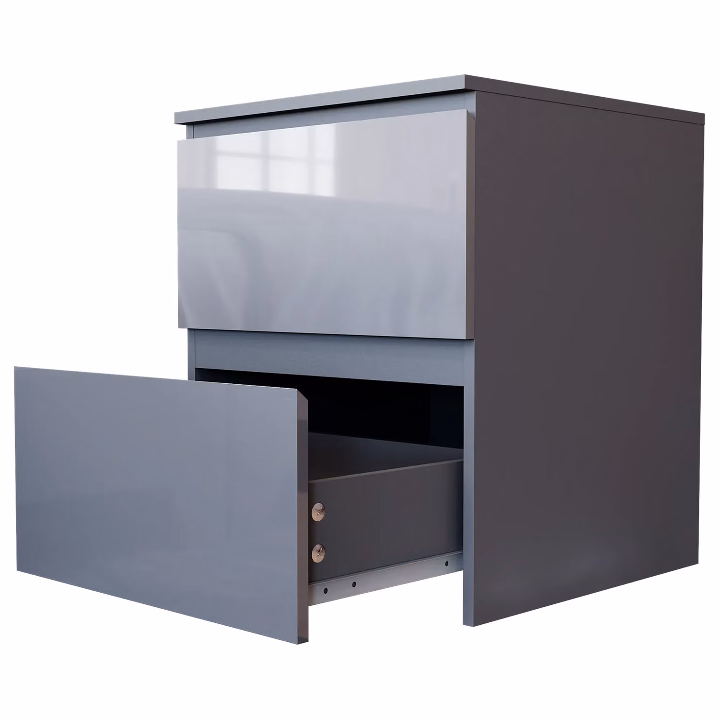Vida Designs Glinton High Gloss 2 Drawer Bedside Chest in Grey – 4