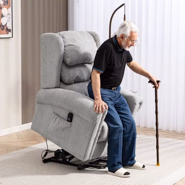 HOMCOM Power Lift Recliner Chair for Seniors in Grey with Remote Control – 1