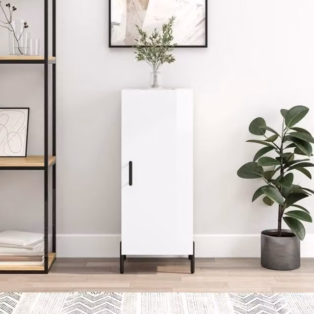 Berkfield Home Modern High Gloss White Sideboard, W/D/H: 34.5 x 34.5 x 90 cm – 1