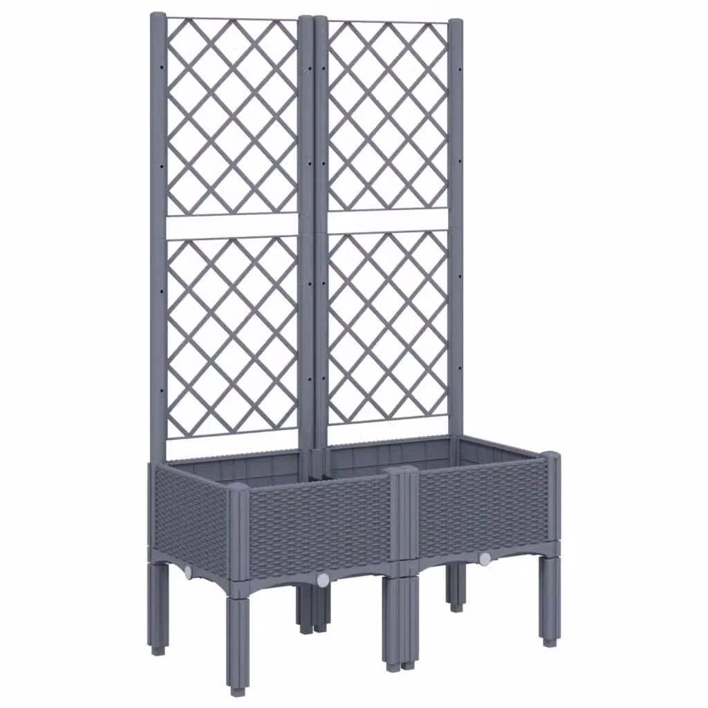 Berkfield Home Garden Planter with Trellis in Blue Grey, W: 80 cm, D: 40 cm, H: 142 cm – 2