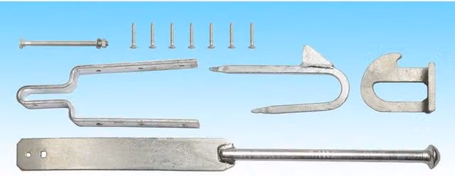 Burbage Iron Craft Evington Farm/Field Style 5 Bar Gate Spring Fastener Set in Galvanised Silver Steel