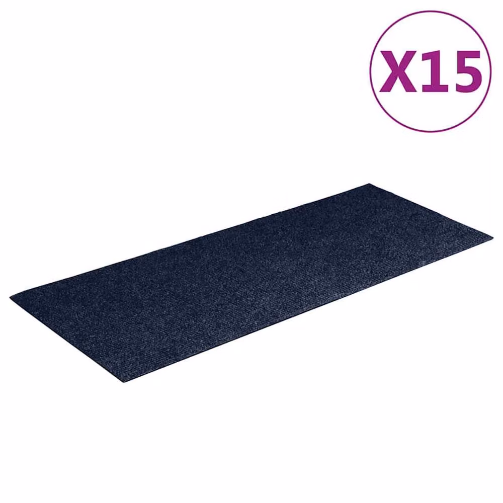 Berkfield Home Self-adhesive Rectangular Stair Mats, 15 Pieces, Blue, W: 60 cm, D: 25 cm – 2