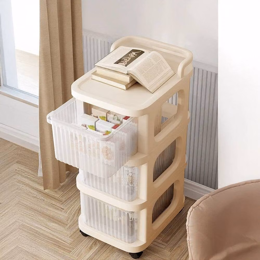 FORGEVIO 3-Tier Mobile Organizer Shelf Storage in Beige – 2