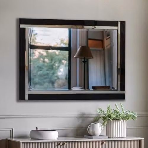 Agenzia 14 Black Venetian Glass Rectangular Wall Mirror W: 90 cm, H: 60 cm – 6