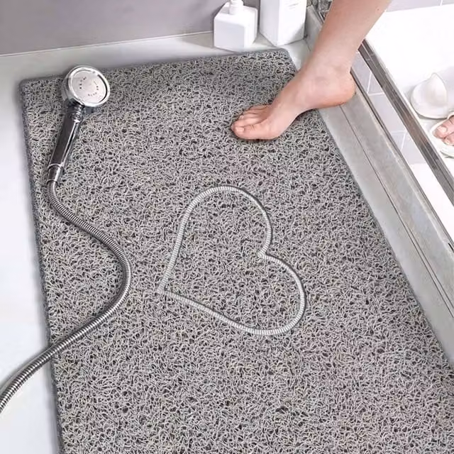 Nicoman Non-Slip Spaghetti Loofah Bath Mat, Grey, W: 100 cm, D: 40 cm