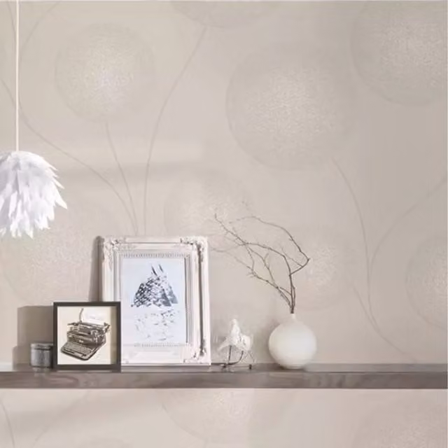 A.S. Création Abstract Botanical Modern Non-Woven Wallpaper in Beige and Grey
