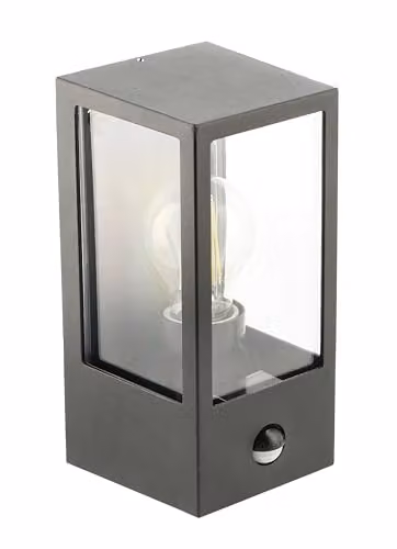 CGC Lighting Marina Black Aluminium Outdoor Wall Light with PIR Motion Sensor and Transparent Diffuser, E27 – 6