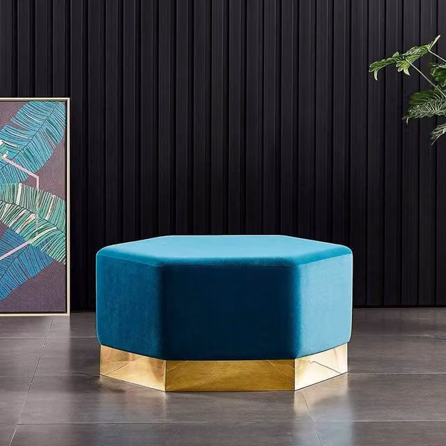Life Interiors Amore Modern XL LUX Velvet Pouffe Footstool in Yellow