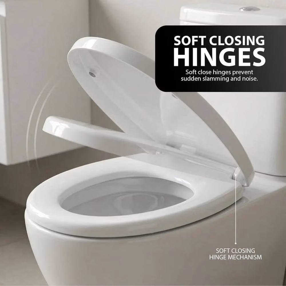 Flavora Oval Soft Closing Toilet Seat in White – 4