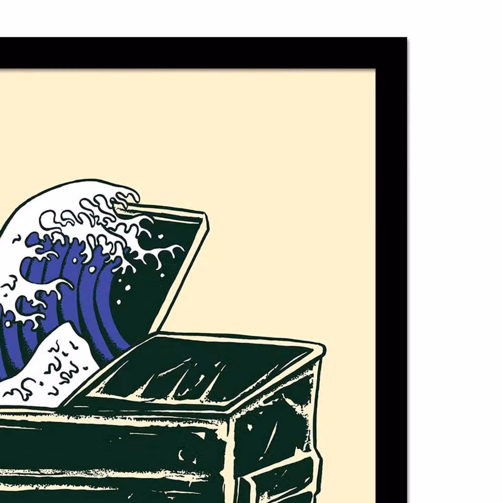 Popcorn Punk Dumpster Wave Abstract Graphic Framed Poster in Black and Multicolour – 2