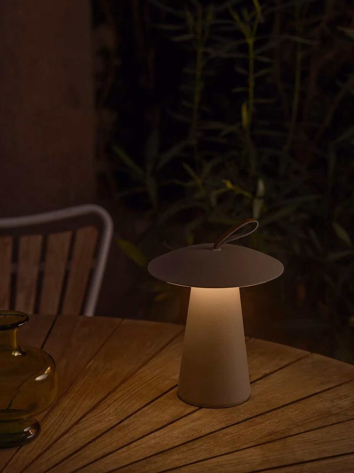 Nordlux Ara Rechargeable Portable LED Outdoor Tabletop Light in Beige Metal with IP54 Rating and 3000k Warm White Light – 2