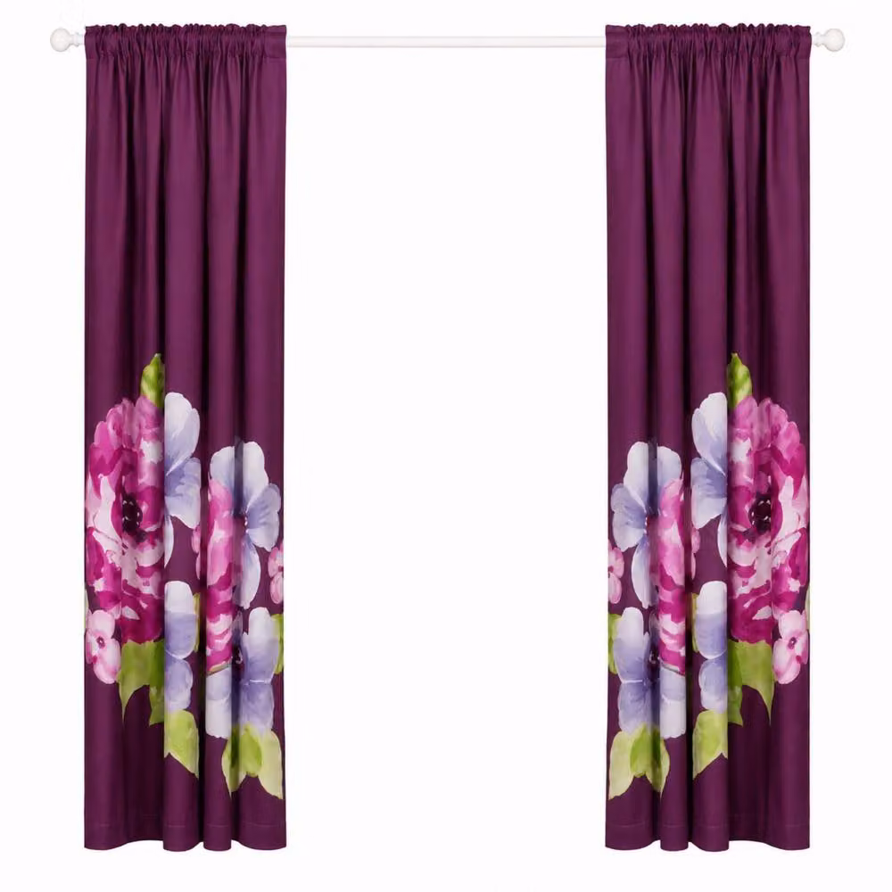 Smart Living Grace Floral Curtains Pair with Tie Backs in Purple, W: 167 cm, H: 183 cm – 4