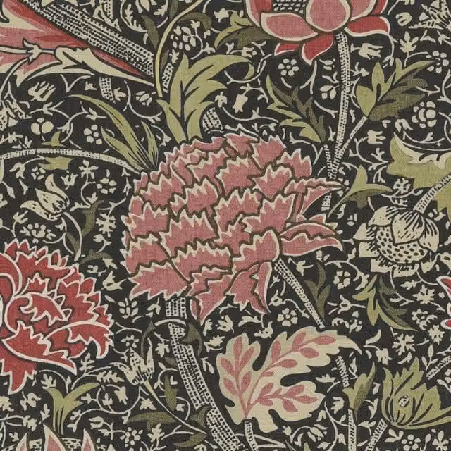 William Morris Cray Fabric in Raspberry Multicolour Cotton Floral Design