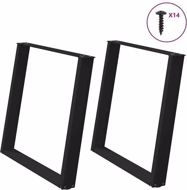 Berkfield Home vidXL U-Shaped Dining Table Legs, 2 Piece Set, Black Matt Steel, W: 90 cm, H: 72.5 cm – 1