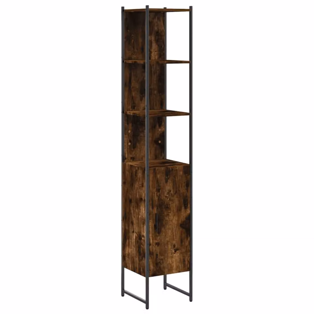 Berkfield Home Smoked Oak Bathroom Cabinet, Brown, W/D/H: 33 x 33 x 185.5 cm – 2