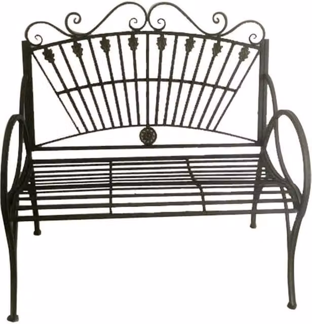 Minster Stylish Living Ltd Decorative Metal Garden Bench in Blue and Gold, W: 62 cm, D: 62 cm, H: 108 cm
