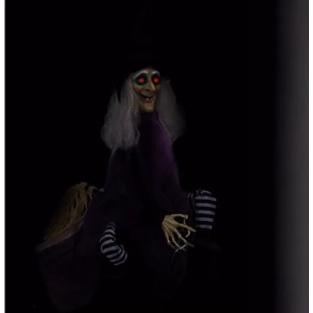 Garden Greatness Animated Hanging Witch Halloween Prop, Multicolour Purple, Height: 91.44 cm