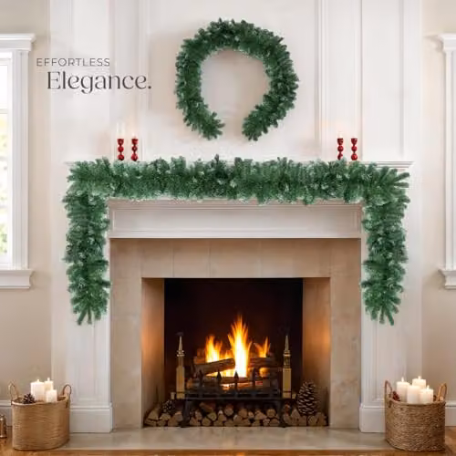 tectake Christmas Garland with Frosted Tips and High Volume in Green, 270 cm – 8