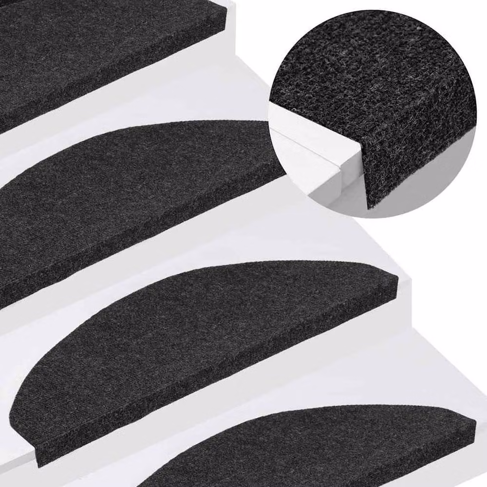 Berkfield Home Self-adhesive Non-slip Stair Mats, Black, 15 Pieces, W/D/H: 65 x 22.5 x 3.5 cm – 2