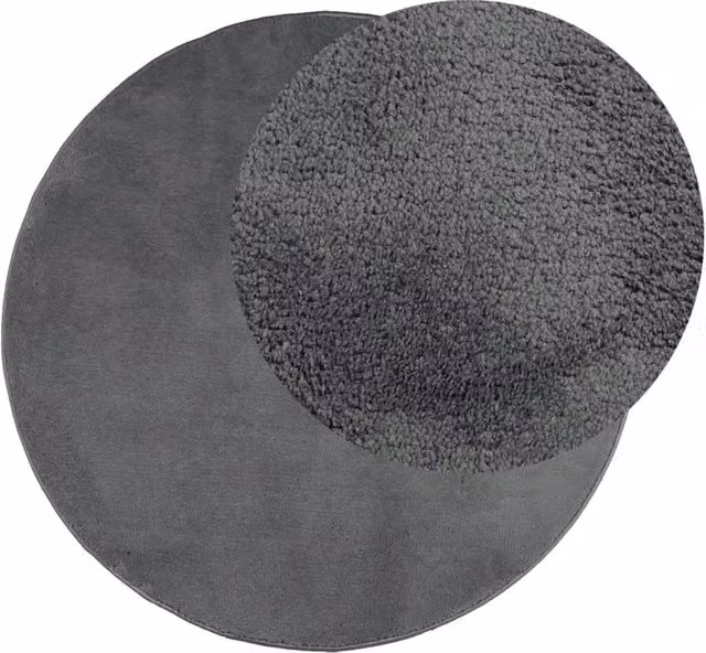 Berkfield Home Oviedo Round Short Pile Rug in Anthracite, Diameter: 160 cm – 1