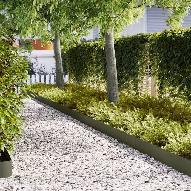 Berkfield Home Steel Lawn Edgings, 20 Pieces, Olive Green, W/D/H: 100 x 0.5 x 20 cm – 1