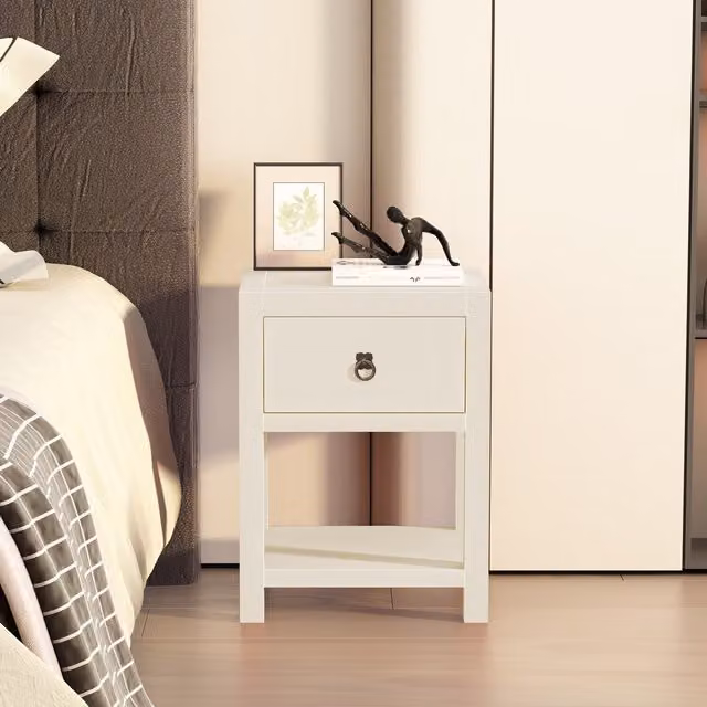 Cabinet Bits Modern White Metal Bedside Table