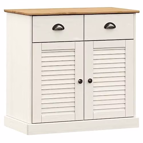 vidaXL VIGO Sideboard with Drawers in White Solid Pine Wood, W/D/H: 78 x 40 x 75.5 cm