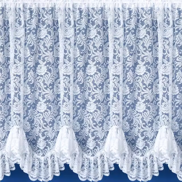Tyrone Textiles Kew Traditional Floral Net Curtain Panel, White, W: 200 cm, H: 137 cm