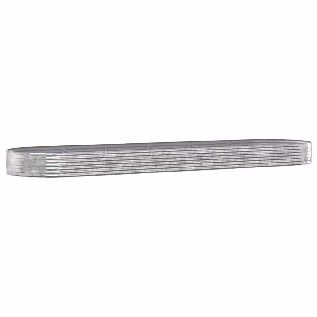 Berkfield Home Garden Powder-coated Steel Raised Bed in Silver, W: 523 cm, D: 140 cm, H: 36 cm – 2
