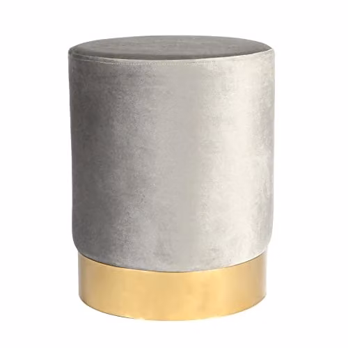 Harbour Housewares Round Velvet Pouffe in Grey, W/D/H: 29 x 29 x 36 cm – 1