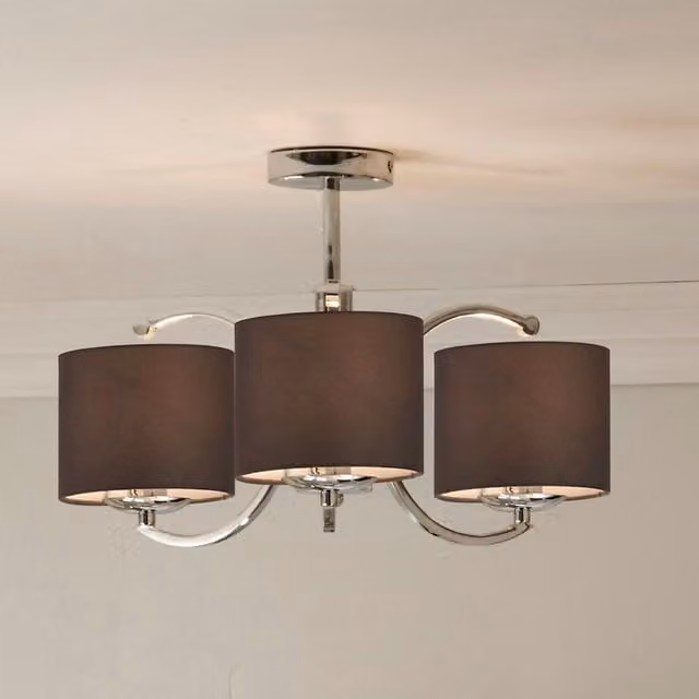 Pacific Lifestyle 3 Arm Modern Multi Flush Ceiling Light in Silver and Grey – 1