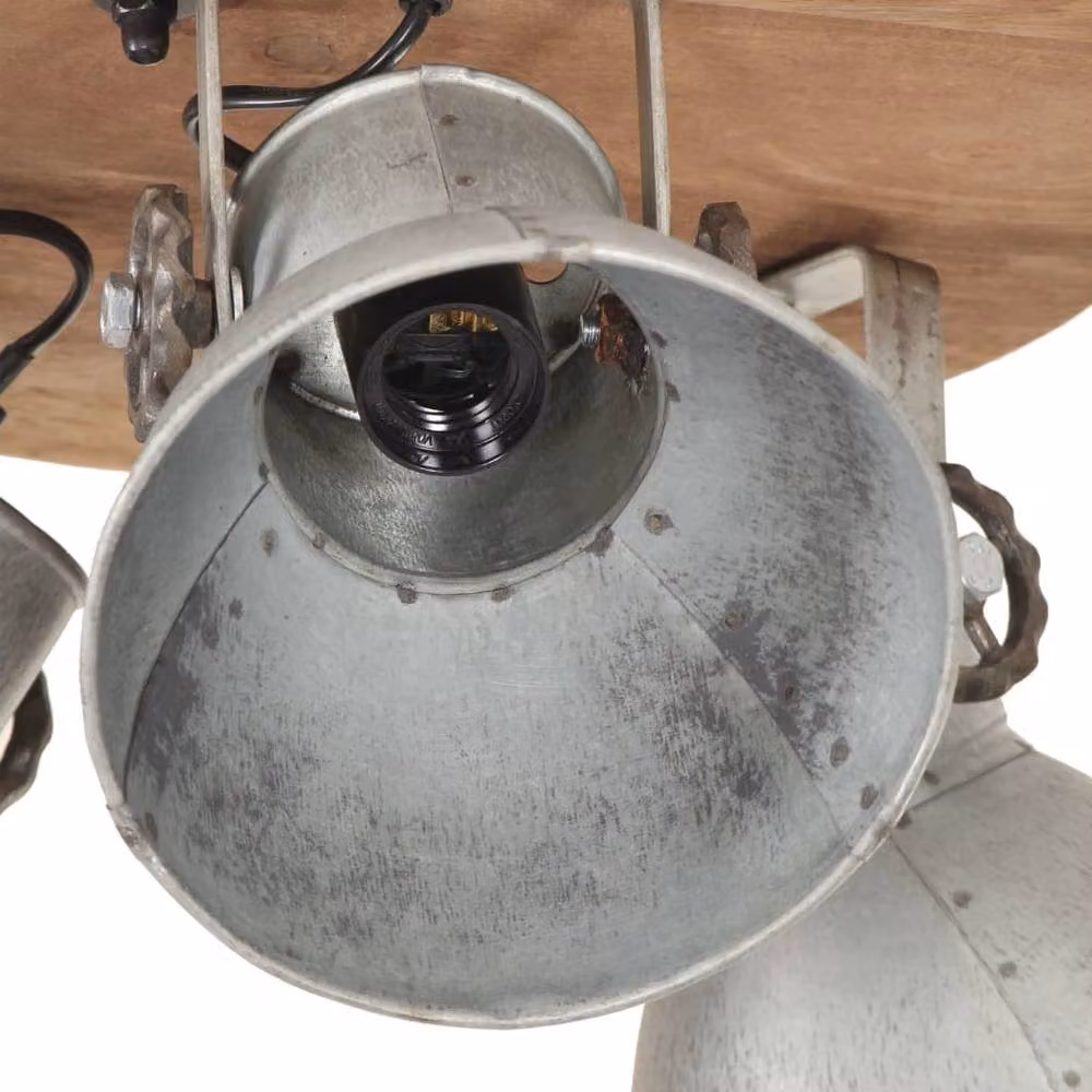 Berkfield Home Industrial Ceiling Lamp in Silver and Brown with E27 Socket, W: 42 cm, D: 27 cm – 2
