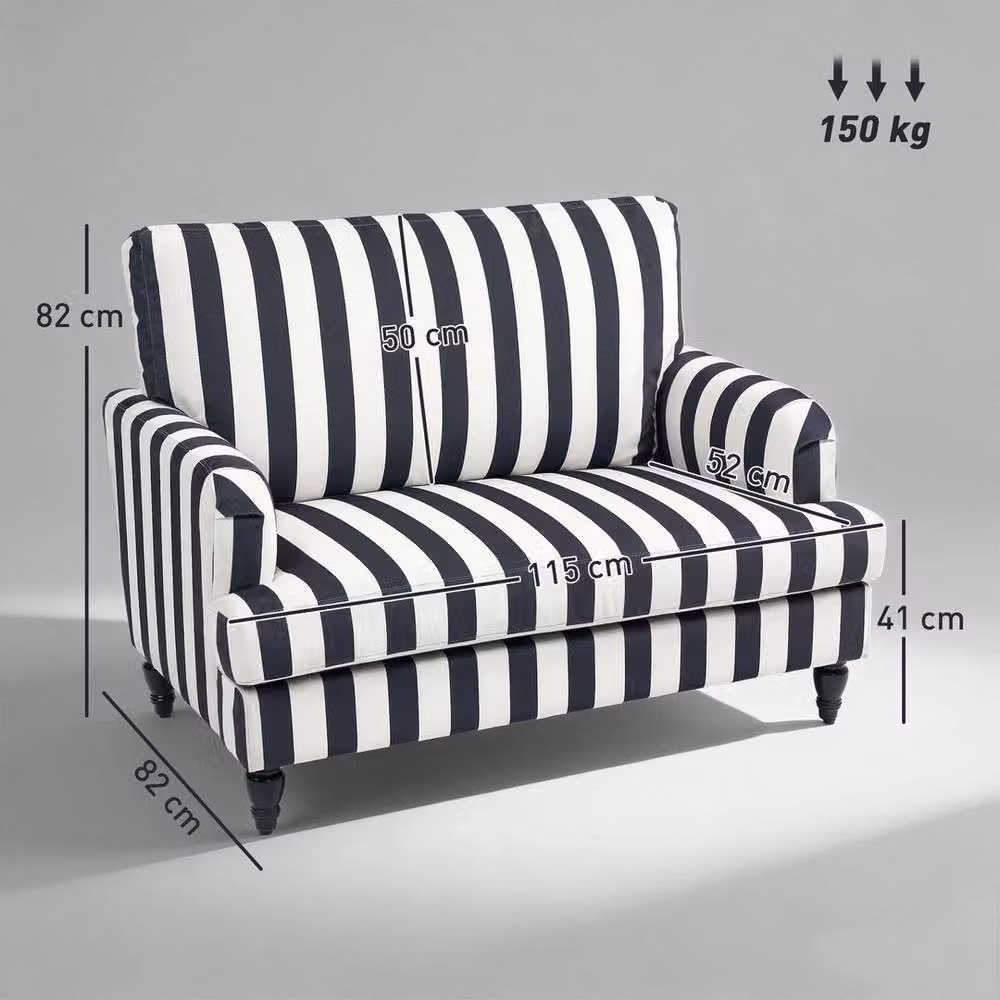 FORGEVIO Modern Striped Tub Cuddle Chair in Black and White with Armrests – 2