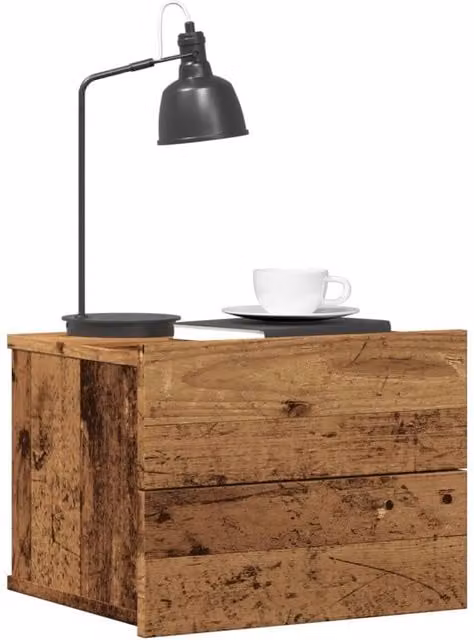 Berkfield Home Wall-mounted Bedside Cabinet in Brown Old Wood, W/D/H: 40 x 32 x 30 cm – 1