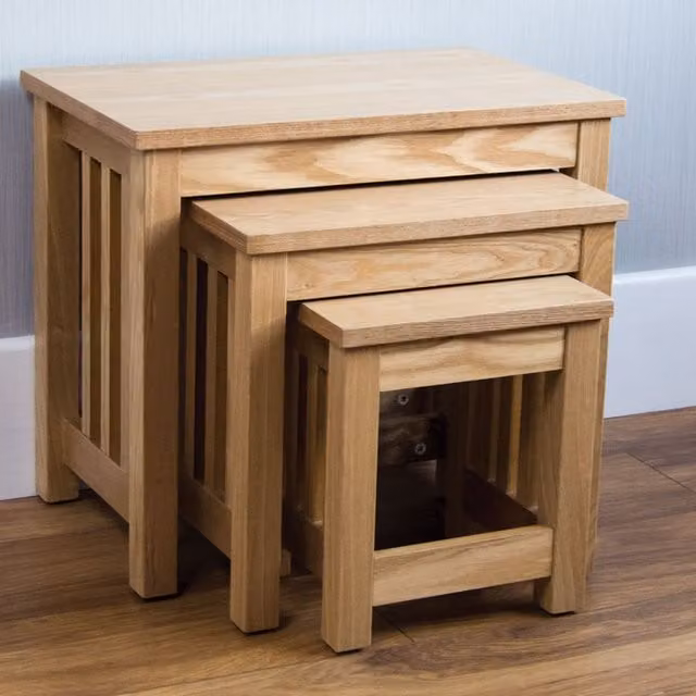 Vida Designs Modern Square Ash Nest of Tables in Brown