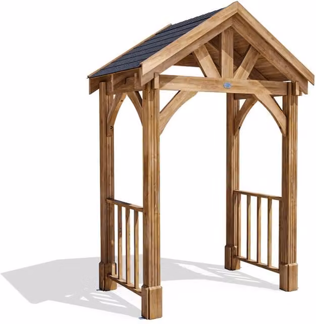 Dunster House Wooden Gable Porch Canopy in Brown