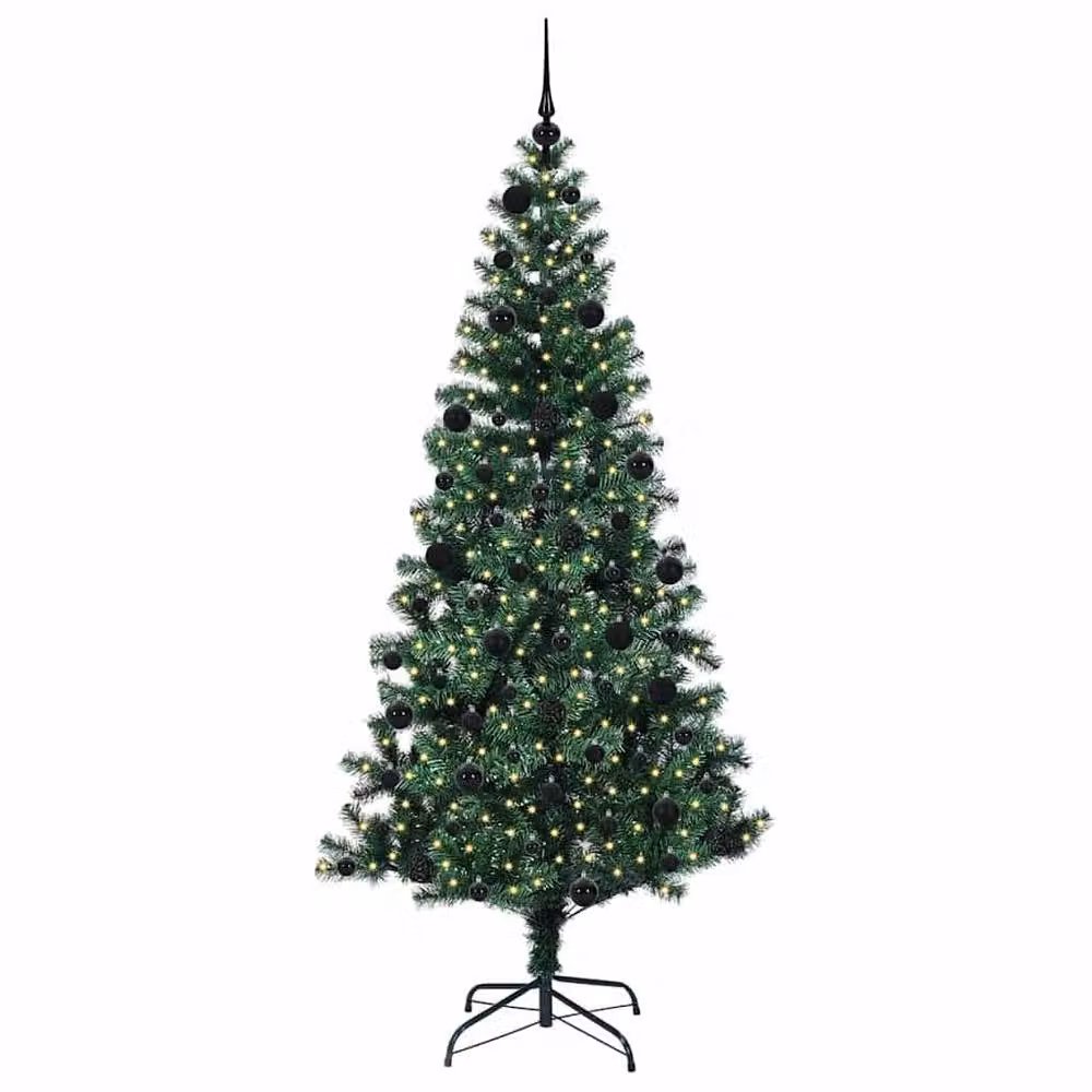 Berkfield Home Artificial Pre-lit Christmas Tree in Green, Height: 210 cm – 3