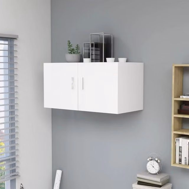 Berkfield Home White Wall Mounted Cabinet with Hinged Doors and Internal Shelves, W/D/H: 80 x 39 x 40 cm – 1