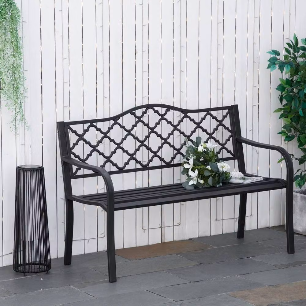 FORGEVIO 2-Seater Cast Iron Garden Bench in Antique Black – 5
