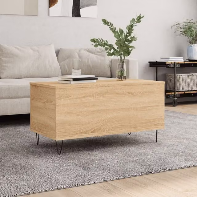 Berkfield Home Sonoma Oak Coffee Table in Brown, W: 90 cm, D: 44.5 cm, H: 45 cm